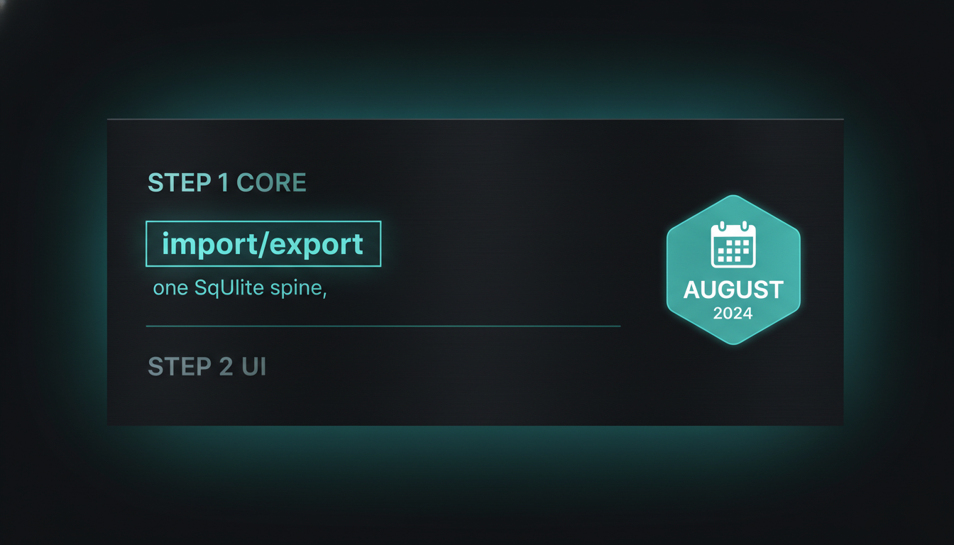 A Core-first, UI-second roadmap card with the migration dated to August.
